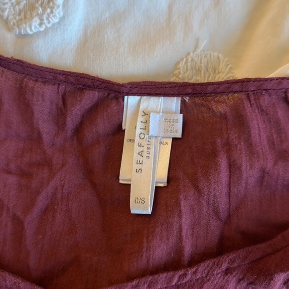Seafolly amnesia kaftan tassel detail 100% cotton burgundy swim coverup - Picture 3 of 4
